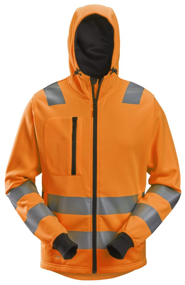 AllroundWork, High-Vis Hoodie met rits Klasse 2/3 - Snickers Workwear - 8039