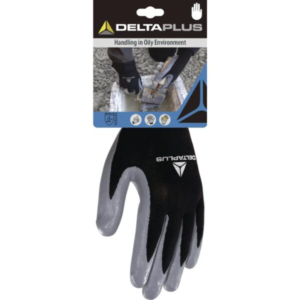 GEBREIDE HANDSCHOEN VAN POLYESTER / PALM MET NITRIL - DELTAPLUS - DPVE712GR